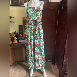 Ladies Monstera tropical plant mid century pants jumper poolside play set jungle